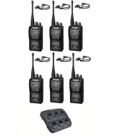 Set van 6 Wouxun KG-819 UHF Portofoons met multilader en D-shape oortje