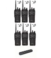 Set van 6 Wouxun KG-988 UHF IP66 8Watt Portofoon multilader en beveiligingoortje