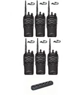 Set van 6 Wouxun KG-988 UHF IP66 8Watt Portofoon multilader en D-shape oortje