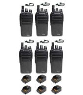 Set van 6 Wouxun KG-D828 Dualband DMR portofoons met D-shape oortjes