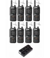 Set van 8 Inrico T320 V2 4G LTE Zello Portofoon, GPS, Wifi, Android 8 met multilader en beveiliging oortje