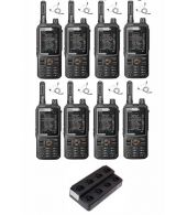 Set van 8 Inrico T320 V2 4G LTE Zello Portofoon, GPS, Wifi met multilader en beveiliging oortje