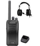 Kenwood TK-3501 PMR446 portofoon met Kenwood KHS-10D-OH headset en tafellader