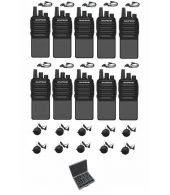 Set van 10 Baofeng C2 UHF 5Watt portofoons met D-shape oortjes en koffer