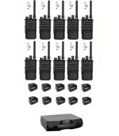 Set van 10 Caltta PH600 UHF DMR IP68 4Watt GPS, Bluetooth met tafellader G-shape oortje en koffer