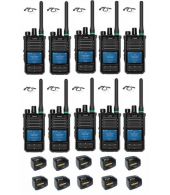 Set van 10 Caltta PH660 UHF DMR GPS, Bluetooth, display, tafellader en beveiliging oortje