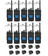 Set van 10 Caltta PH660 UHF DMR GPS, Bluetooth, display, tafellader en G-shape oortje