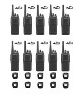 Set van 10 Kenwood NX-1300DE3 UHF DMR IP54 5Watt Portofoon met tafellader en D-shape oortje