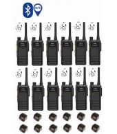 Set van 12 Hytera HP605G DMR UHF IP67 5W GPS, Bluetooth tafellader en C-hook oortje