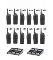 Set van 12 Kenwood NX-1300DE3 UHF DMR IP54 5Watt Portofoon met 2 multiladers en D-shape oortje