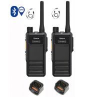 Set van 2 Hytera HP605G DMR UHF IP67 5W GPS, Bluetooth tafellader en C-hook oortje