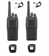 Set van 2 Kenwood NX-1300DE3 UHF DMR IP54 5Watt Portofoon met tafellader en Beveiliging oortje