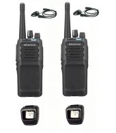 Set van 2 Kenwood NX-1300DE3 UHF DMR IP54 5Watt Portofoon met tafellader en D-shape oortje