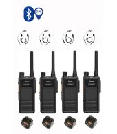 Set van 4 Hytera HP605G DMR UHF IP67 5W GPS, Bluetooth tafellader en C-hook oortje