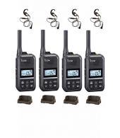 Set van 4 Icom IC-U20SR IP54 mini Portofoon met tafel lader en C-ring oortje