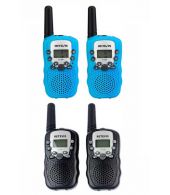 Set van 4 Retevis RT388 walkie talkies 2x lichtblauw en 2x zwart