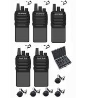 Set van 5 Baofeng C2 UHF 5Watt portofoons met beveiliging oortjes en koffer