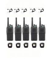 Set van 5 Kenwood NX-1300DE3 UHF DMR IP54 5Watt Portofoon met tafellader en Beveiliging oortje