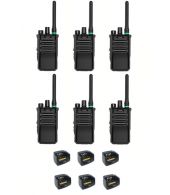 Set van 6 Caltta PH600 UHF DMR IP68 4Watt GPS, Bluetooth met tafellader 