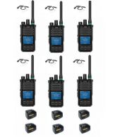 Set van 6 Caltta PH660 UHF DMR GPS, Bluetooth, display, tafellader en beveiliging oortje
