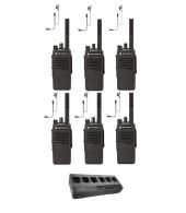 Set van 6 Motorola DP2400E UHF DMR IP54 5watt met multilader en G-shape oortje