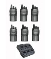 Set van 6 Wouxun KG-833 UHF IP55 5Watt met multilader