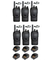 Set van 6 Wouxun KG-968 UHF portofoons IP66 10Watt met D-shape oortjes