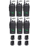 Set van 6 Wouxun KG-D26 IP55 Portofoons met tafelladers en D-shape oortje