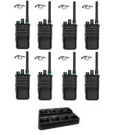 Set van 8 Caltta PH600 UHF DMR IP68 4Watt GPS, Bluetooth met multilader en beveiliging oortje