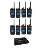 Set van 8 Caltta PH660 UHF DMR GPS, Bluetooth, display en multilader