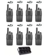 Set van 8 Inrico T526 IP54 4G LTE POC Zello Portofoons met D-shape oortje en multilader